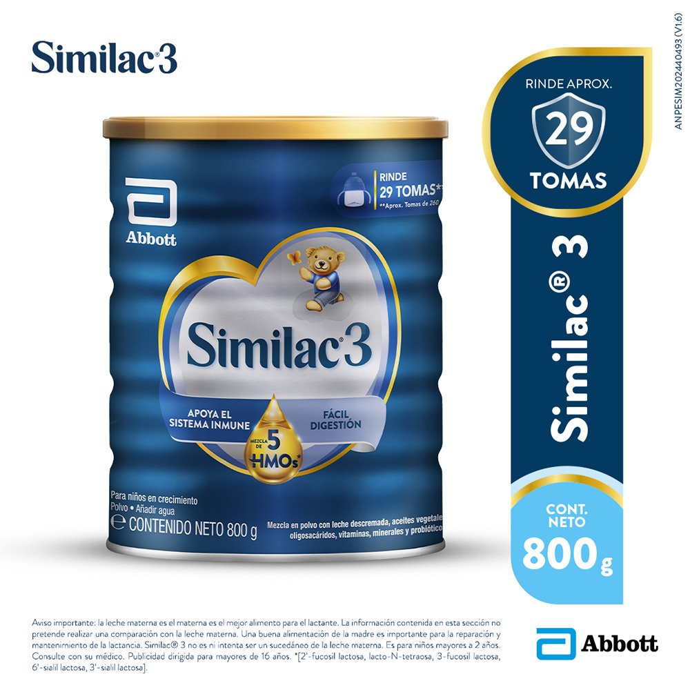 SIMILAC-3-CMEZ-5HMOs-X800G-1.jpg SIMILAC 3 C/MEZ 5HMOs X800G - Imagen 1