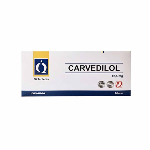 Carvedilol 12.5mg x 30 Tabletas - Iqfa