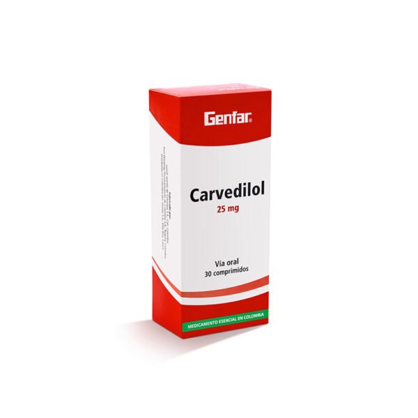 Carvedilol 25mg x 30 Tabletas